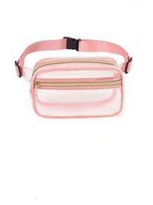 Túi thắt lưng nhỏ Thiết kế rõ ràng Pvc chống thấm nước, Sân vận động đã được phê duyệt Túi ví trong suốt 12 X 12 X 6 dành cho buổi hòa nhạc Sự kiện thể thao Lễ hội - Hồng - Xem 3