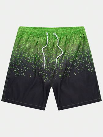 Hombres Shorts con estampado de tinte de salpicadura de cintura con cordón