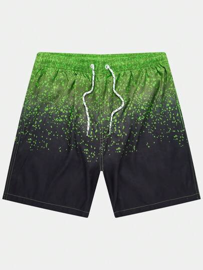 Hombres Shorts con estampado de tinte de salpicadura de cintura con cordón