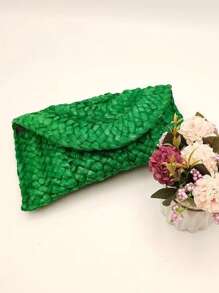 Yogodlns Túi Clutch Dệt Vỏ Bắp Thời Trang Nữ Đơn Giản Màu Rơm Túi Phụ Nữ Mùa Hè Giản Dị, Hoàn Hảo Cho Kỳ Nghỉ Du Lịch Bãi Biển Mùa Hè - màu xanh lá - Xem 6