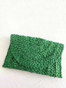 Yogodlns Túi Clutch Dệt Vỏ Bắp Thời Trang Nữ Đơn Giản Màu Rơm Túi Phụ Nữ Mùa Hè Giản Dị, Hoàn Hảo Cho Kỳ Nghỉ Du Lịch Bãi Biển Mùa Hè - màu xanh lá - Xem 7