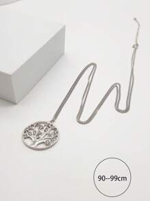 1入組時髦和個性化樹形吊墜長項鍊帶水鑽 - 銀色 - 查看 3