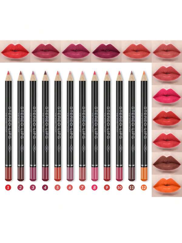 Lipliner Pencil Kit, 12pcs Matte Longlasting Lip Liner SHEIN USA