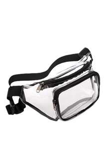 Túi thắt lưng trung bình Thiết kế rõ ràng Không thấm nước - Đen và trắng - Xem 1