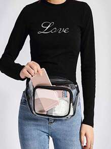 Túi thắt lưng trung bình Thiết kế rõ ràng Không thấm nước - Đen và trắng - Xem 5