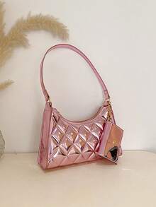 Funky Bag Quilted Metallic Pattern With Coin Purse - Pink - View 2