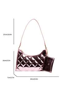 Funky Bag Quilted Metallic Pattern With Coin Purse - Pink - View 4