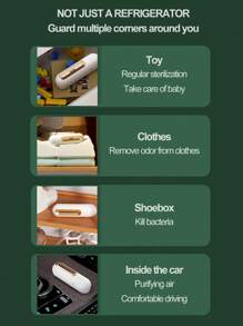 1 pieza Desodorante de refrigerador usb recargable ABS aire moderno de dos tonos para casa - Blanco - Ver 6