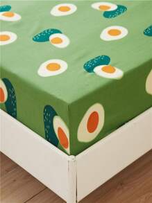 3入組鱷梨印花床上用品套裝1入組床笠和2入組枕套不含枕芯可愛臥室鬆緊帶床單 - 彩色 - 查看 4