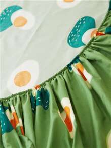 3入組鱷梨印花床上用品套裝1入組床笠和2入組枕套不含枕芯可愛臥室鬆緊帶床單 - 彩色 - 查看 5