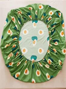 3入組鱷梨印花床上用品套裝1入組床笠和2入組枕套不含枕芯可愛臥室鬆緊帶床單 - 彩色 - 查看 6