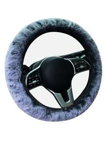 3入組毛絨裝飾汽車方向盤套和手剎及換檔套組 - 黑與白 - 查看 4