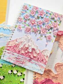 1pc Flower Pattern Spiral Notebook, Creative Portable Multi-purpose Journal Notebook For School, Student, Office - Multicolor - View 2