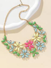 1pc Lovely Floral Design Party/Wedding Ladies' Bib Necklace - Multicolor - View 2