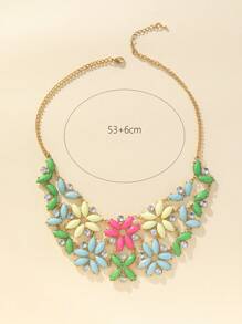 1pc Lovely Floral Design Party/Wedding Ladies' Bib Necklace - Multicolor - View 3