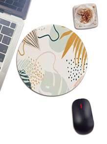 1 miếng lót chuột cao su hình tròn họa tiết chiếc lá - Nhiều màu - Xem 1