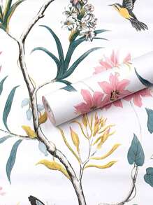 1pc Floral Pattern Wall Paper, Cottagecore PVC Self Adhesive Furniture Renovation Sticker For Home Decor - Multicolor - View 2