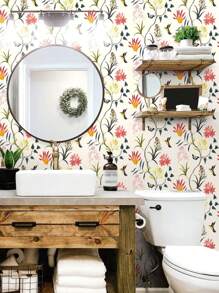 1pc Floral Pattern Wall Paper, Cottagecore PVC Self Adhesive Furniture Renovation Sticker For Home Decor - Multicolor - View 3