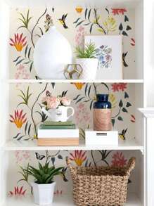 1pc Floral Pattern Wall Paper, Cottagecore PVC Self Adhesive Furniture Renovation Sticker For Home Decor - Multicolor - View 4