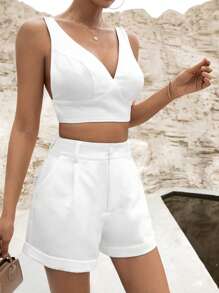SHEIN LUNE 素色短款背心和短褲