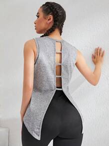 Áo Tees & Tanks  Thể thao Nữ Cắt ra màu trơn - Màu Xám nhạt - Xem 1