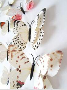 12 piezas Arte de pared con mariposa 3D PVC simulación con mariposa para casa adorno - Multicolor - Ver 2