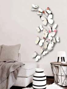 12 piezas Arte de pared con mariposa 3D PVC simulación con mariposa para casa adorno - Multicolor - Ver 5