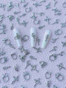 10 件银色金属美甲饰品 - 彩色 - 查看 1