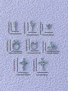 10 件银色金属美甲饰品 - 彩色 - 查看 4