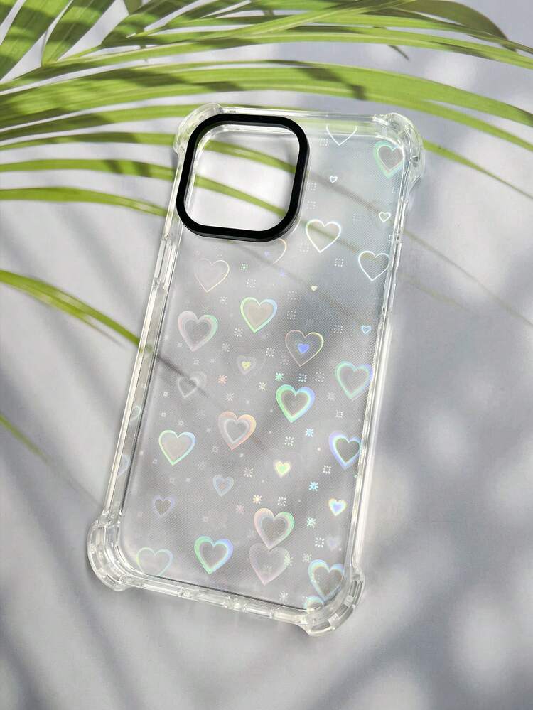 Heart Pattern Laser Shockproof Phone Case - Clear - View 4