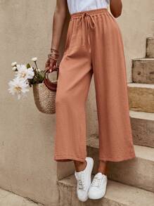 EMERY ROSE Quần nữ Thắt nơ trước màu trơn Giải trí - Gỗ đỏ - Xem 1