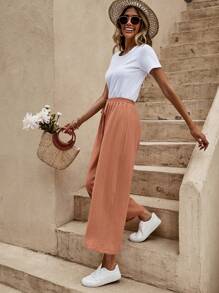 EMERY ROSE Quần nữ Thắt nơ trước màu trơn Giải trí - Gỗ đỏ - Xem 3