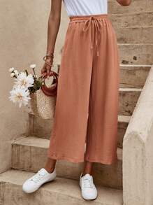 EMERY ROSE Quần nữ Thắt nơ trước màu trơn Giải trí - Gỗ đỏ - Xem 5