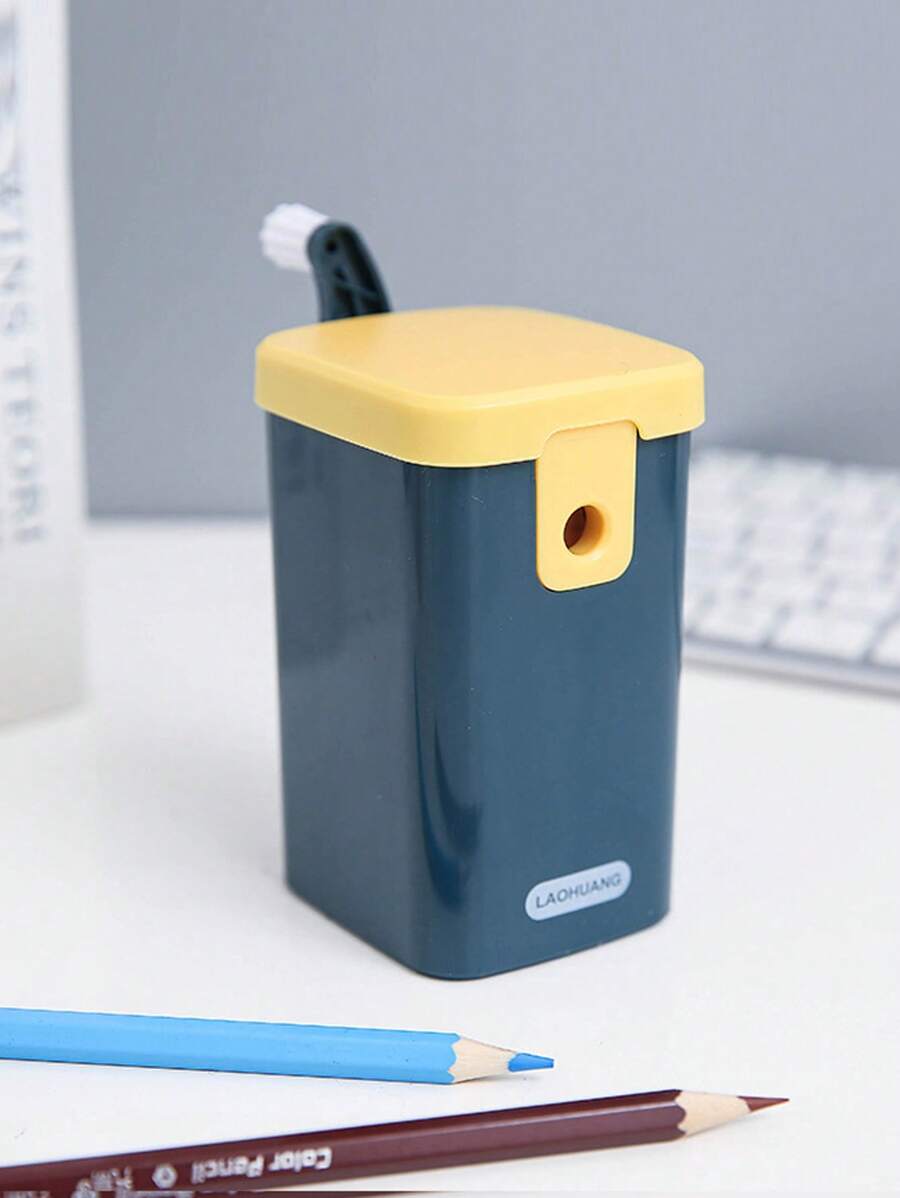 1入組雙色手動鉛筆簡約風多用途基本款卷筆刀適用於辦公室 - 藍色 - 查看 1