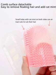 1pc Plastic Table Corner Pet Hair Rubbing Tool For Dogs And Cats - Pink - View 3