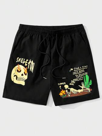 Street Life Homme Short Motif Tête De Mort À Cordon