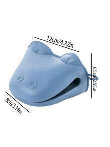2pcs/set Anti-scalding TPR Finger Clip, Cute Blue Hippo Design Non-slip Pot Handle Clip For Kitchen - Blue - View 3