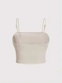 SHEIN MOD 大碼立體花卉吊帶上衣 - 米色 - 查看 2