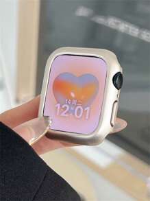 1pc Solid PC Case Compatible With Apple Watch - Apricot - View 3
