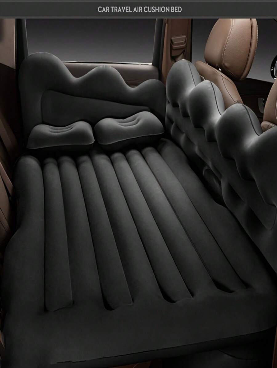 1pc Non-woven Fabric Car Inflatable Bed - Black - View 1