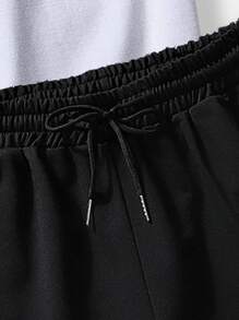 ROMWE MEN Street Life Bộ hai mảnh Nam Dây kéo Túi Thắt nơ trước Slogan Giải trí - Đen và trắng - Xem 5