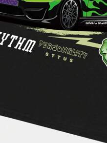 ROMWE MEN Street Life 男士汽車和字母圖形t卹 - 黑色 - 查看 6