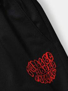 ROMWE MEN Street Life Bộ hai mảnh Nam Dây kéo Túi Thắt nơ trước Slogan Giải trí - Đen và trắng - Xem 6