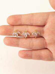 3pcs Micro-Inlaid Cubic Zirconia Leaf Shaped Diy Jewelry Pendant
