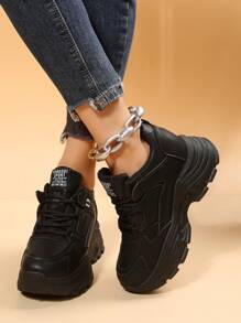 Thick Sole Casual Platform Sneakers For Women, Fashion Versatile Wedge Heel Sports Shoes