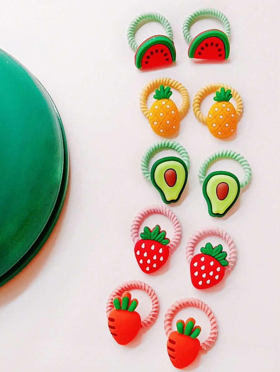 10 chiếc dây buộc tóc màu sắc ngẫu nhiên trang trí trái cây cho thú cưng - Nhiều màu - Xem 1