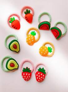 10 chiếc dây buộc tóc màu sắc ngẫu nhiên trang trí trái cây cho thú cưng - Nhiều màu - Xem 3