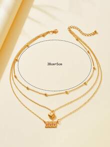1pc Personalized Chain Heart & Number 888 Design Layered Necklace For Women Friendship Accessory - Gold - View 3