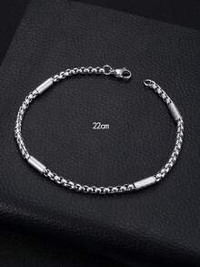 1 Thép Không Gỉ Chuỗi Liên Kết Vòng Tay Với Thiết Kế Phong Cách Tối Giản Cho Vẻ Ngoài Phong Cách Thời Trang Punk Phổ Biến Món Quà Trang Sức - Bạc - Xem 3