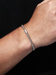 1 Thép Không Gỉ Chuỗi Liên Kết Vòng Tay Với Thiết Kế Phong Cách Tối Giản Cho Vẻ Ngoài Phong Cách Thời Trang Punk Phổ Biến Món Quà Trang Sức - Bạc - Xem 5